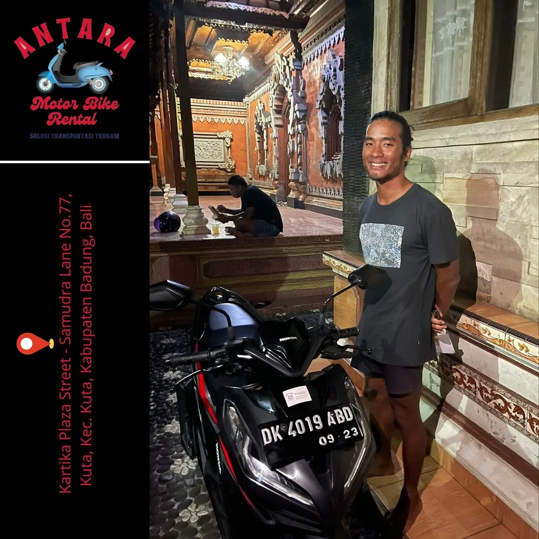 Galeri pelanggan sewa motor di antara rental, Kuta, menawarkan berbagai pengalaman sewa motor di Kuta.